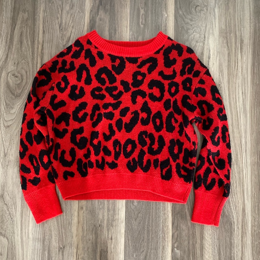 YUMMY SWEATER CO—Red Cheetah Print Sweater